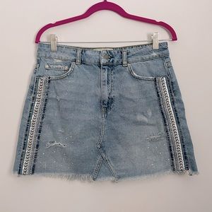 Free People embellished denim skirt